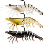 TRUSCEND Pre-Rigged Fishing Jigs, 1:50 Super Durable TPE Bass Fishing Lures, Well-Made Lifelike Soft Shrimp Swimbait, Weedless MarshSwamp Fishing Lure for Trout Crappie Walleye, Keep Separately!