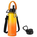 KXIAOCHEN Insulated Water Bottle, Stainless Steel Water Bottle, 2 Lids (Straw and Handle Lid),Wide Mouth Metal Water Bottles Keep Hot and Cold, Double Walled, Thermo Mug, Metal Canteen