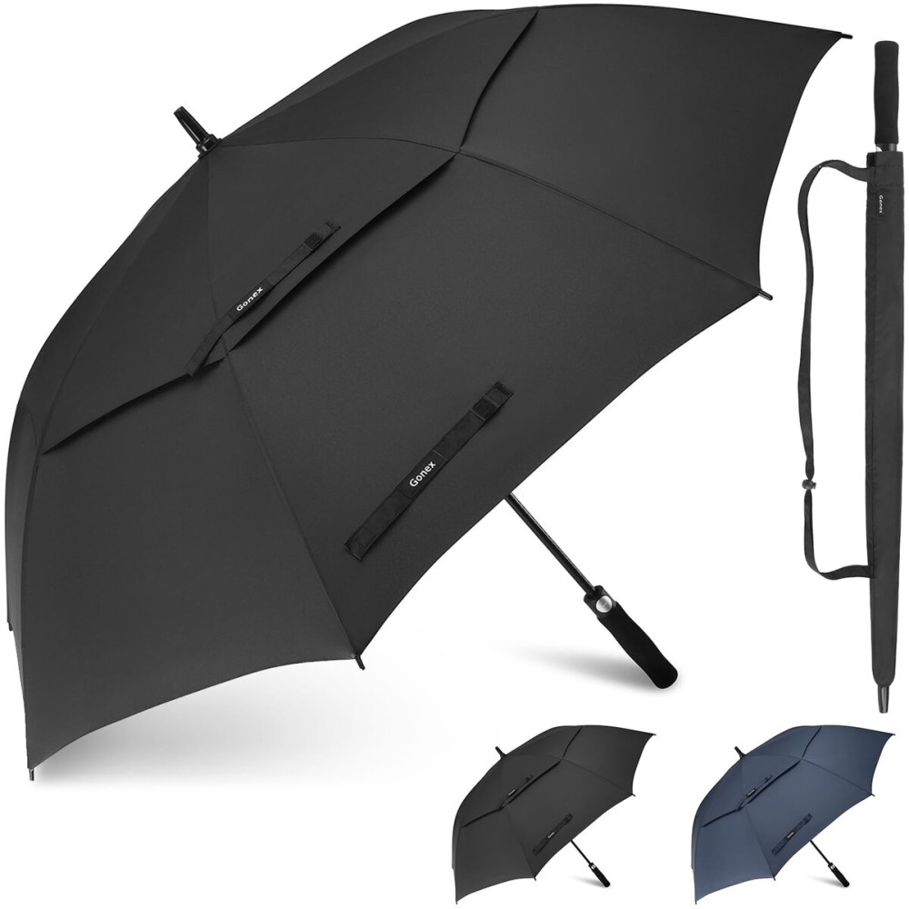 Gonex 72 Inch Oversize Extra Large Golf Umbrella, Automatic Open Travel Rain Umbrella with Windproof Water Resistant Double Canopy, Outdoor Vented Umbrellas for Family Doorman with UV Protection, Black