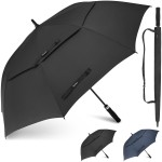 Gonex 72 Inch Oversize Extra Large Golf Umbrella, Automatic Open Travel Rain Umbrella with Windproof Water Resistant Double Canopy, Outdoor Vented Umbrellas for Family Doorman with UV Protection, Black