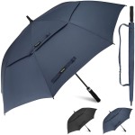 Gonex 72 Inch Oversize Extra Large Golf Umbrella, Automatic Open Travel Rain Umbrella with Windproof Water Resistant Double Canopy, Outdoor Vented Umbrellas for Family Doorman with UV Protection, Navy