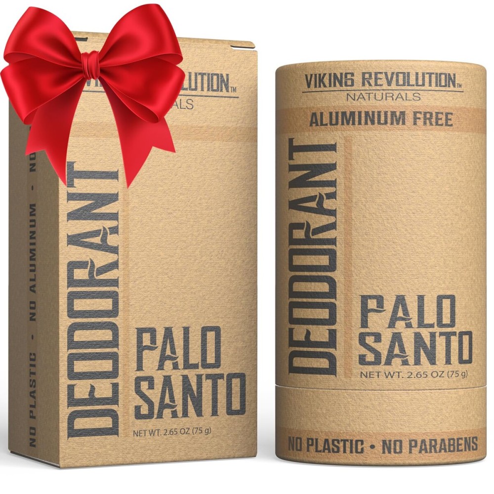 Viking Revolution Palo Santo Deodorant - Aluminum Free, Shea Butter + Tapioca Starch - Stain Free, Baking Soda Free - Natural Men\'s Deodorant (2.65oz)
