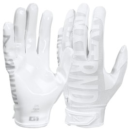 Nxtrnd G1 Pro Men\'s Football Gloves, Adult Sticky Receiver Gloves (White, Medium)