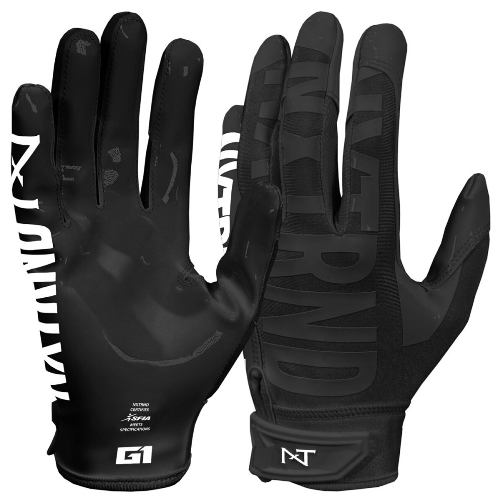 Nxtrnd G1 Pro Men\'s Football Gloves, Adult Sticky Receiver Gloves (Black, Large)