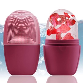 XHJRI Ice Face Roller Massager,Ice Cube Roller for Face, Eyes and Neck Naturally Conditioning and Skin Care,De-Puff Eye Bags,Reduce Migraine Pain,Reusable Massage Silicone Ice Mold (Upgrade Rose)