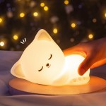 Mubarek Night Light for Kids,16Colors Cat Night Light for Kids Cute Lamp,Dimmable Toddler NightLight for Girls,Soft Silicone Nightlight for Baby Room, Rechargeable Cute Lamp Big Size