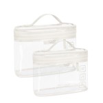 BAGSMART TSA Approved Toiletry Bag, 2 Pack Clear Makeup Cosmetic Bag Organizer, Quart Size Travel Bag for Toiletries, Carry-on Travel Accessories Essentials, White-2pcs