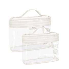 BAGSMART TSA Approved Toiletry Bag, 2 Pack Clear Makeup Cosmetic Bag Organizer, Quart Size Travel Bag for Toiletries, Carry-on Travel Accessories Essentials, White-2pcs