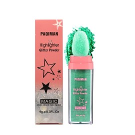 Green Glitter Powder, Neon Accessories Outfit Party Body Sparkling Highlighter Makeup. (04Green)