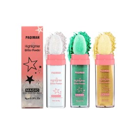 3 Color Glitter Powder, Neon Accessories Outfit Party Body Sparkling Highlighter Makeup.01 White moonbeam&04Green&05Gold