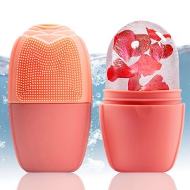 XHJRI Ice Face Roller Massager,Ice Cube Roller for Face, Eyes and Neck Naturally Conditioning and Skin Care,De-Puff Eye Bags,Reduce Migraine Pain,Reusable Massage Silicone Ice Mold (New Pink)