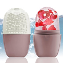 XHJRI Ice Face Roller Massager,Ice Cube Roller for Face, Eyes and Neck Naturally Conditioning and Skin Care,De-Puff Eye Bags,Reduce Migraine Pain,Reusable Massage Silicone Ice Mold (New Brown)