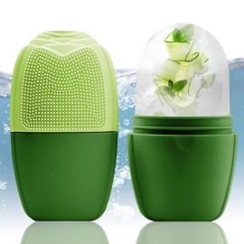 XHJRI Ice Face Roller Massager,Ice Cube Roller for Face, Eyes and Neck Naturally Conditioning and Skin Care,De-Puff Eye Bags,Reduce Migraine Pain,Reusable Massage Silicone Ice Mold (New Green)