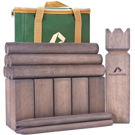 ApudArmis Kubb Yard Game Set, Viking Chess Outdoor Clash Toss Yard Game with Carrying Case - Rubber Wooden Backyard Lawn Games Set for Teenagers Adults Family(Brown)