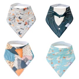 Copper Pearl Baby Bandana Drool Bibs for Drooling and Teething 4 Pack Gift Set Nightmare Before Christmas