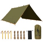 FREE SOLDIER Camping Tarp Waterproof Portable Multifunctional Outdoor Camping Traveling Awning Backpacking Shelter Rain Tarp (Brown 1313ft)