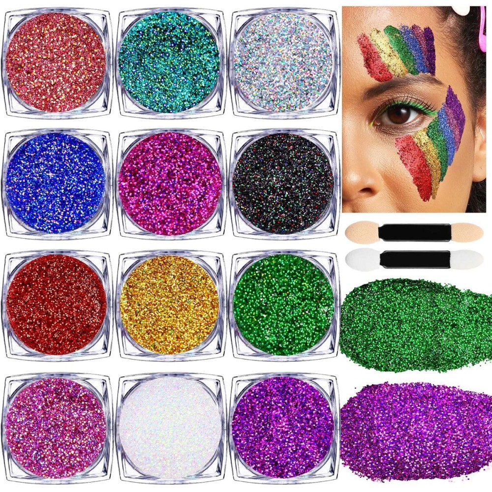 Teenitor Face Glitter Body Glitter Makeup Festival Glitter Gel, 12 Colors Face and Body Glitter Gel, Hair Glitter, Glitter for Face and Hair