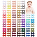 YHXX YLEN Baby Hair Bows for Girls Mini Fully Lined Hair Bows Grosgrain Ribbon 1.2 Tiny Baby Hair Clips for Baby Girls Infant Fine Hair 100PCS (50 Colors in Pairs)