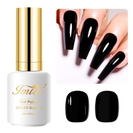 Imtiti Black Gel Nail Polish, 0.5 Fl Oz Black Color Gel Polish Soak Off Led U V Nail Gel Polish Nail Polish Diy Nail Art Starter Manicure Gel Nail Kit For Women Girls
