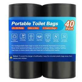 Siewl 40 Portable Camping Toilet Bags, Biodegradable Compostable Thickened for 5 Gallon Bucket Toilet