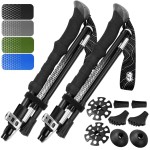 Premium Foldable Hiking Poles by USA Brand - Adjustable, Lightweight Trekking Poles Made of Aircraft Aluminum, Metal Flip Locks & Comfortable Real Cork and EVA Foam Grips