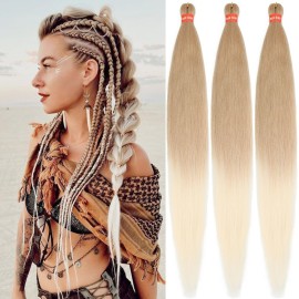 Ombre Honey Blonde Pre Stretched Braiding Hair 30 Inch 3 Packs Professional Yaki Texture Festival Braids Box Crochet Twist Hair Extensions
