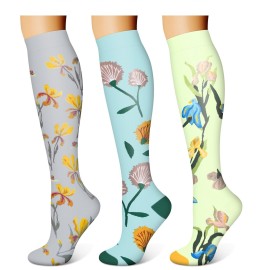 WITHYOU 3 Pairs Compression Socks for Women & Men 15-20 mmHg,Best Support for Nurses Running Hiking