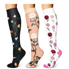 WITHYOU 3 Pairs Compression Socks for Women & Men 15-20 mmHg,Best Support for Nurses Running Hiking