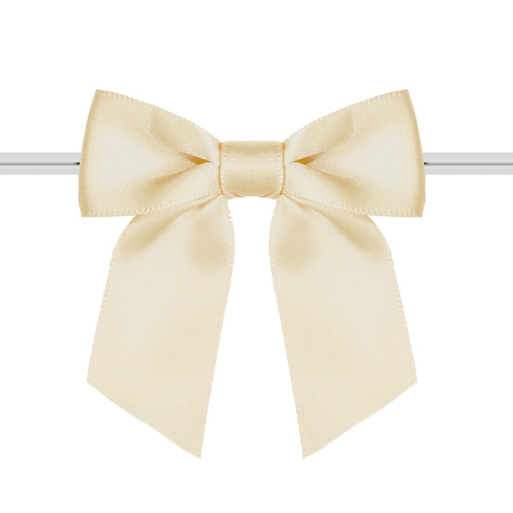 Rainbow Pana 60 Pack Champagne Bows, Twist Tie Bows for Treat Bags 3 Gold Satin Ribbon Bows for Package Craft Gift Wrapping Decoration