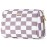PU Leather Checkered Makeup Bag Travel Cosmetic Bag Organizer Make up Bag with Organization Pockets for Women (Large,Dusty Rose Checkerboard)