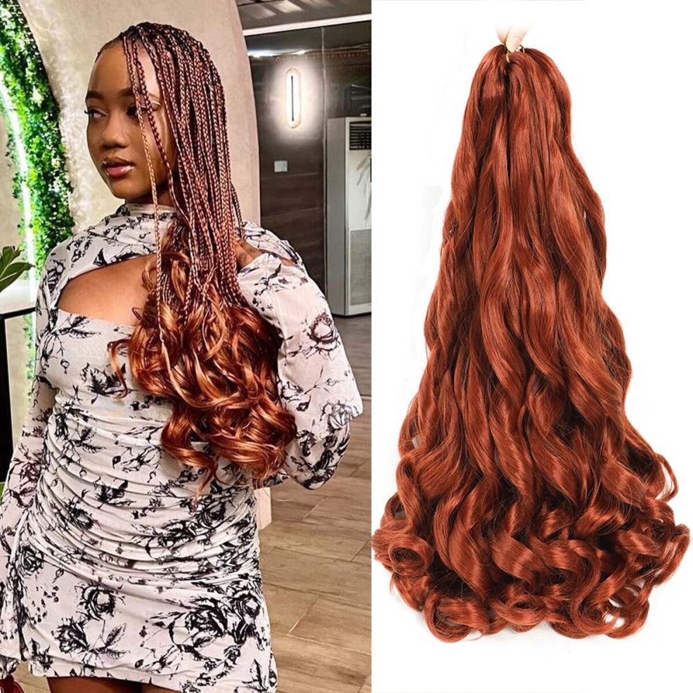 French Curly Braiding Hair 24 Inch - Pre Stretched Bouncy Braiding Hair- Loose Wavy Braiding Hair Extensions For Black Women (24 inch 2 Packs 350)