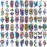 60 Sheets 3D Watercolor Temporary Tattoos For Women Men Adults, Groovy Realistic Blue Eagle Dragon Fake Tattoo Stickers Body Arm, Wolf Tiger Lion Skull Moon Colorful Fake Tattoo Halloween Snake Anchor