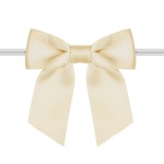 Rainbow Pana 120 Pack Champagne Bows, Twist Tie Bows for Treat Bags 3 Gold Satin Ribbon Bows for Package Craft Gift Wrapping Decoration