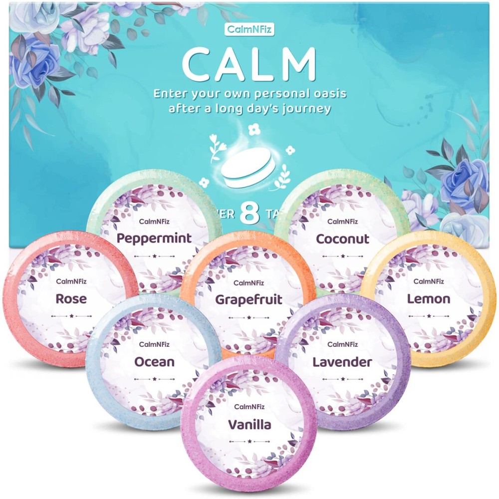 CalmNFiz Shower Steamers 8 Scents - Shower & Bath Bombs with Organic & Natural Fragrances for Teens and Adults - Birthday, Christmas Day Gift for Women Who Have EverythingGreen