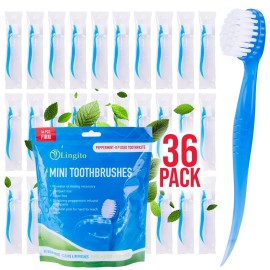 Bulk 36-Pack Mini Toothbrush Set - Prepasted, Hard Bristles with Individually Wrapped Disposable Toothbrush