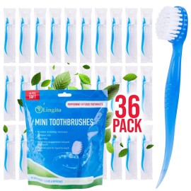 Soft Bristle Mini Individually Wrapped Disposable Toothbrush, Travel Set (36 Pack)
