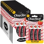 ChapStick Lip Moisturizer, Classic Strawberry 3-Packs (12 Sets/36 Tubes) - Bulk Lip Balm, Fruity & Sweet, 0.15 Oz Ea