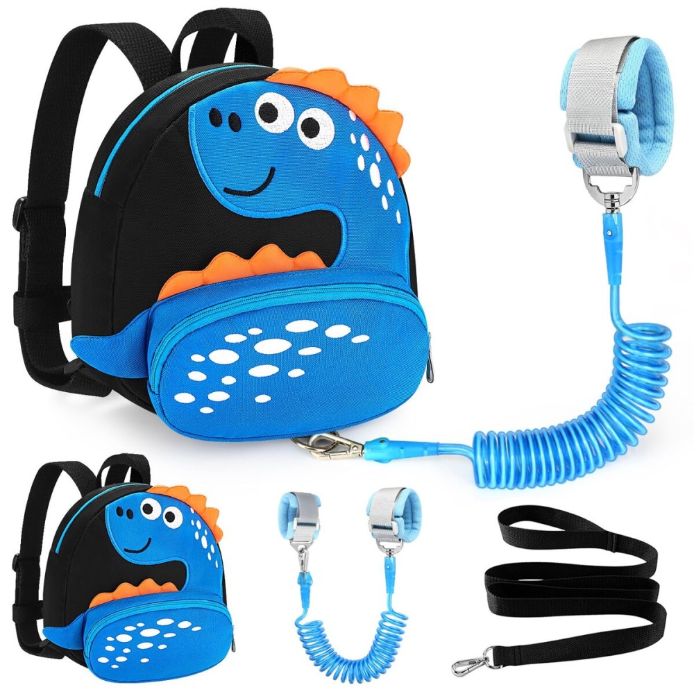 Accmor Toddler Backpack Leash, Cute Dinosaur kids Harness Backpacks with Anti Lost Wrist Link, Adorable Child Backpack Mini Bag Wristband Tether Strap Leashes for Baby Boys Girls Ages 1-3 Years