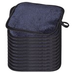 BloomSesame Makeup Remover Cloths for Face, Eye, Lips - Reusable Face Cleansing Cloth Microfiber Makeup Remover Pads 5 x 5 inch 12 Pack (Black)