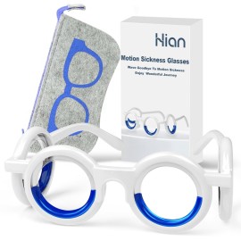 Hion Motion Sickness Glasses, Car Sickness Glasses,Relieve Carsickness Airsickness Seasickness Glasses,Anti Nausea Vertigo Glasses, No Lens Liquid Glasses for Adults or Kids(Bule)