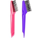 Yaomiao 2 Pcs Hair Brush Cleaner Tool 2-in-1, Pink and Purple Hairbrush Cleaner for Removing Hair Dust, Mini Comb for Removing Dirt, Home Salon Use
