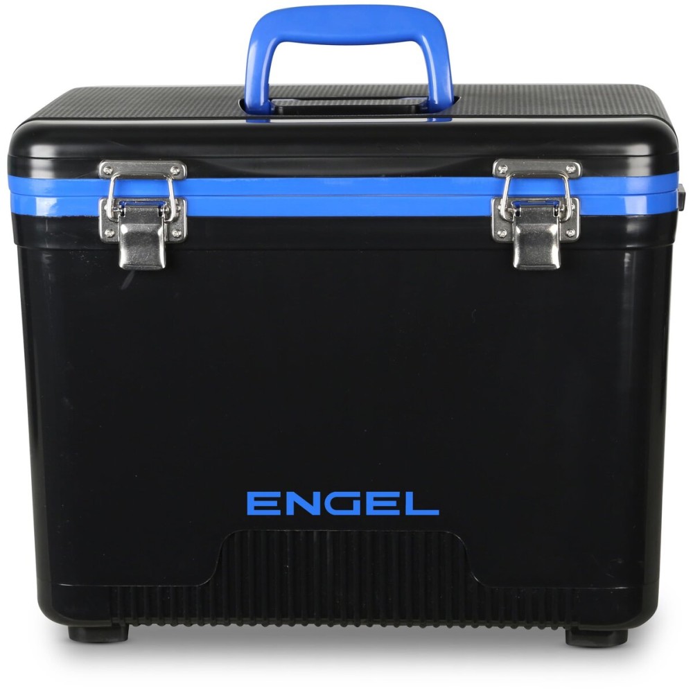 Engel UC19 19qt Leak-Proof, Air Tight, Drybox Cooler and Small Hard Shell Lunchbox for Men and Women in Black with Blue Interior