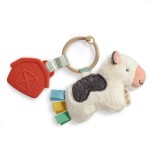 Itzy Ritzy Infant Toy & Teether - Itzy Pal Baby Teething Toy Includes Lovey, Crinkle Sound, Textured Ribbons & Silicone Teether for Newborn (Cow)