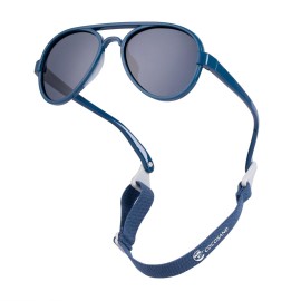 COCOSAND Baby Sunglasses with Strap Polarized Aviator Soft Silicone Nose Pads for Toddler Girls Boys Age 0-24 Months, Navy Blue