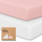 KeaBabies 2-Pack Baby Crib Sheets for Boys, Girls - 52x28 Viscose Derived from Bamboo Toddler Bed Sheets Neutral, Fitted Crib Mattress Cover for Standard Baby Bedding, Soft & Cozy (Rose)