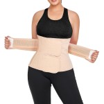 QEESMEI Postpartum Belly Band Abdominal Binder Post Surgery C-section Belly Binder Wrap Girdle Recovery Belt Back Support (Nude, XX-Large)
