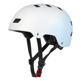 Bike Skateboard Helmet, Adjustable and Multi-Sport for Skate Scooter, 3 Sizes for Adult Youth Kids Toddler (Gradient Light Blue)