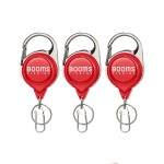Booms Fishing RG1 Fly Fishing Zinger Retractor, 3pcs Red Retractable Keychain
