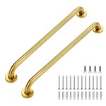 Grab Bars for Shower, 2 Pack 24-Inch Anti Slip Shower Handles for Elderly, Safety Shower Grab Bar, Stainless Steel Handicap Grab Bars for Bathroom,Toilet (Gold, 1 Diameter)