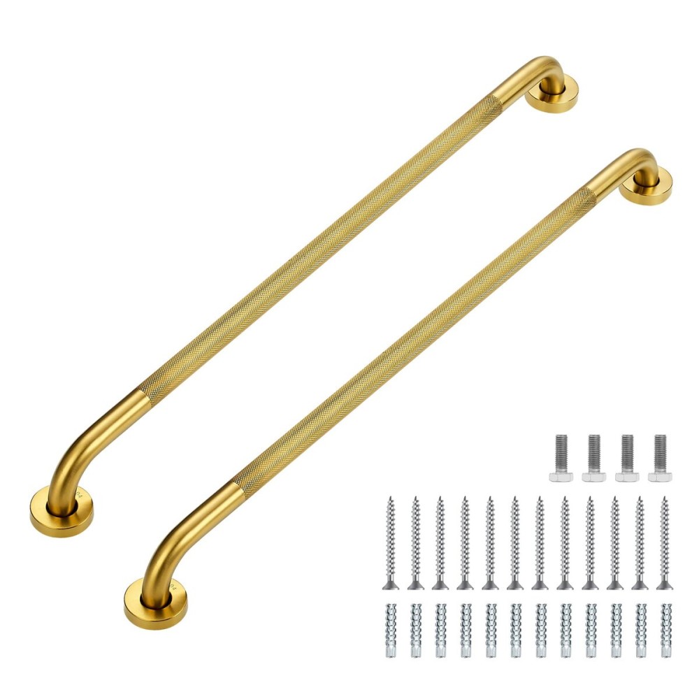 Grab Bars for Shower, 2 Pack 32-Inch Anti Slip Shower Handles for Elderly, Safety Shower Grab Bar, Stainless Steel Handicap Grab Bars for Bathroom,Toilet (Gold, 1 Diameter)